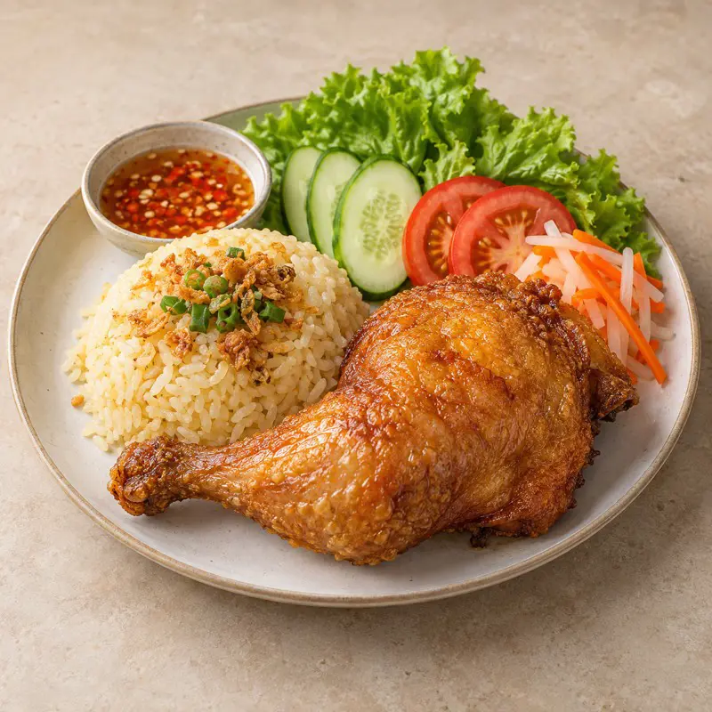 Cơm gà xối mỡ